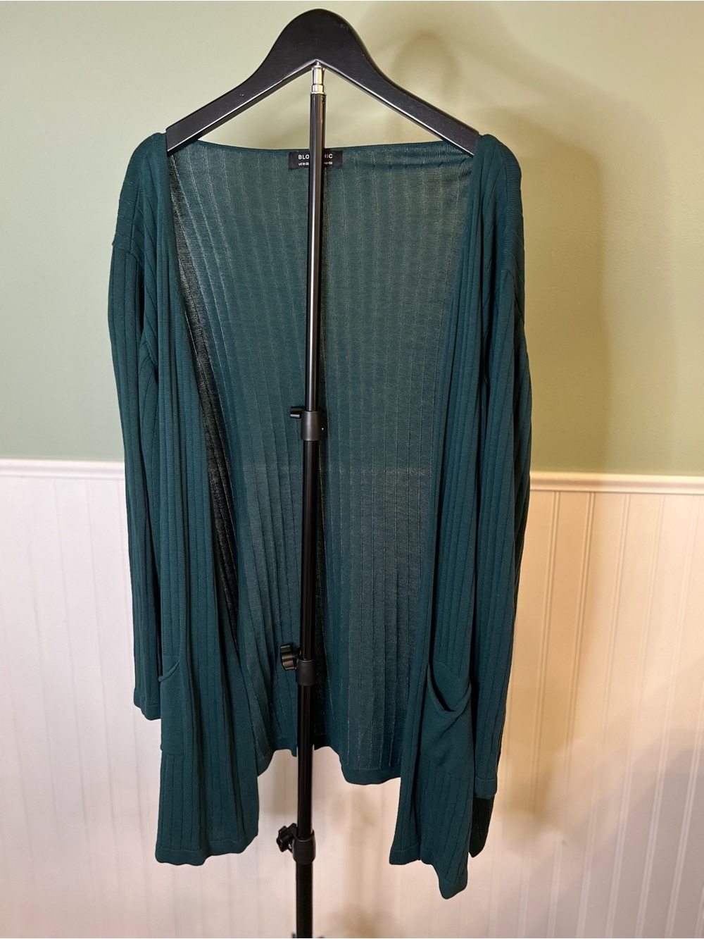 BloomChic Textured Open-Front Cardigan in Deep Teal. Size 18/20